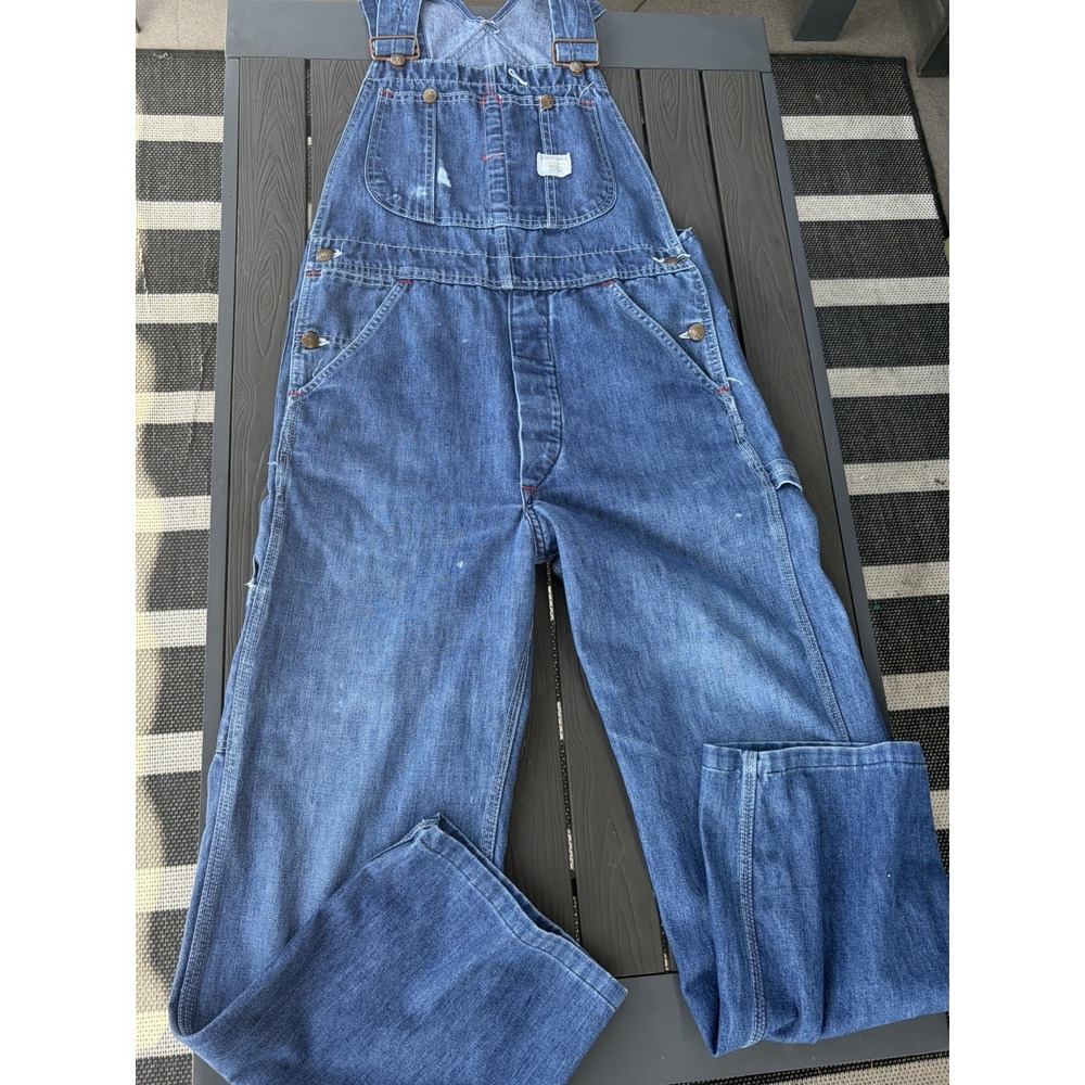 Big Mac Denim Overalls Men 32 Square Bak Dungarees Carpenter Workwear Union Made